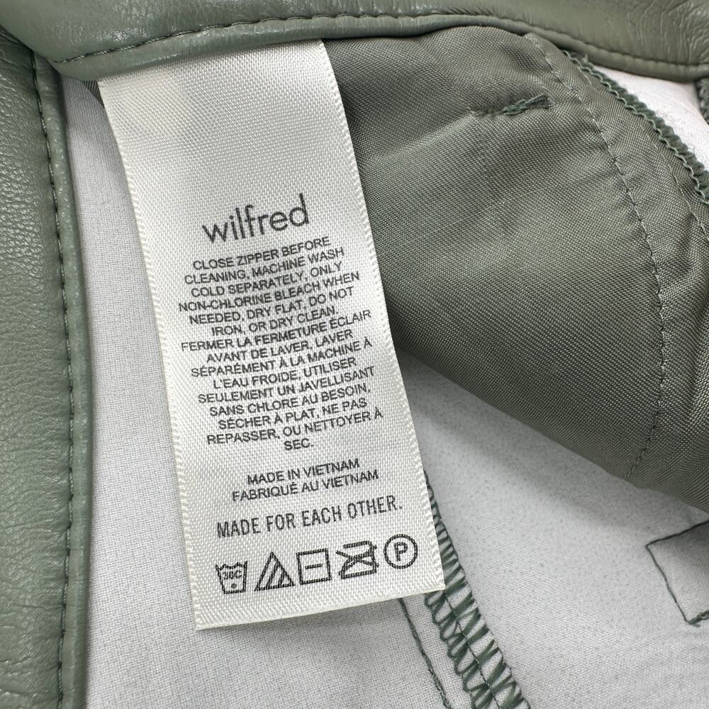 Aritzia Wilfred The Melina Pants Vegan Leather Cropped Sage Green Size‎ 00 - Picture 9 of 10